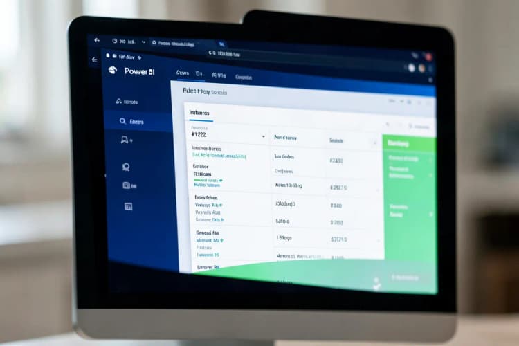 Tela de computador exibindo a interface de importação de dados do Power BI com arquivos fiscais.